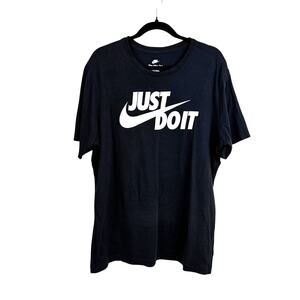 The Nike Tee Just Do It Graphic Men's L Black Crewneck T-shirt- 100% Cotton